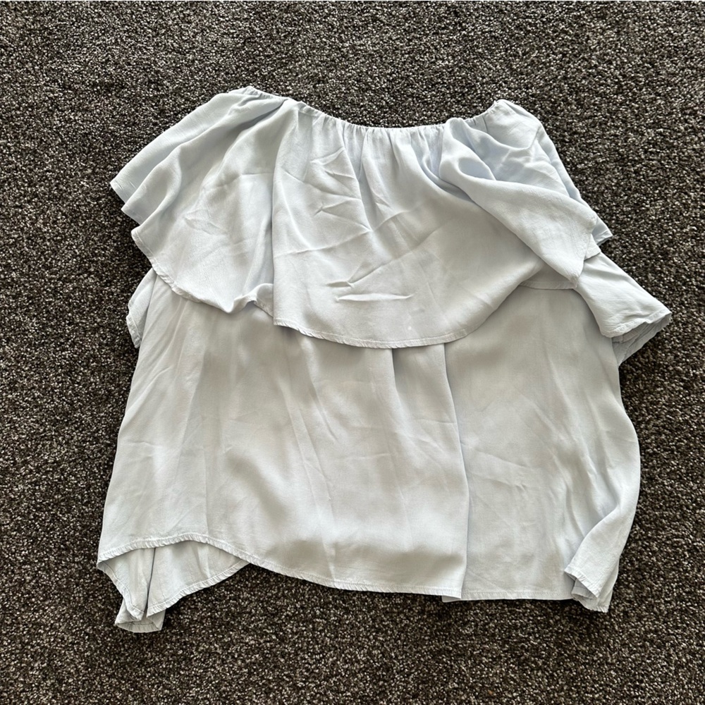 Light Blue Ruffle Women's Top - Picture 13 of 16